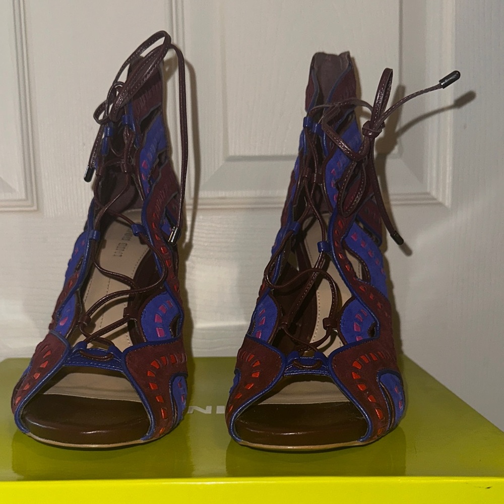 Gianni Bini Multicolor Lace-Up Heels